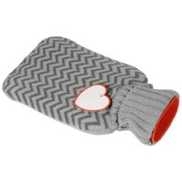 Warmwaterkruik met hartje en pluche hoes - grijs - 0,75 liter -24 x 14 cm   - - thumbnail