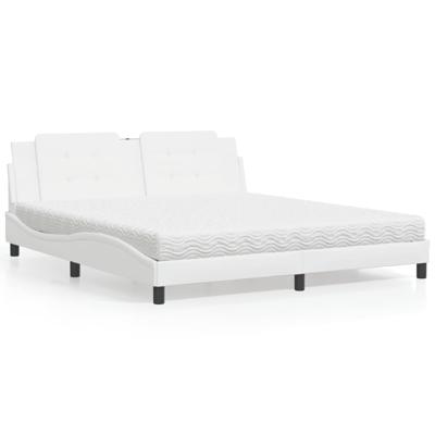 Bed met matras "Zadar" kunstleer wit 180x200 cm