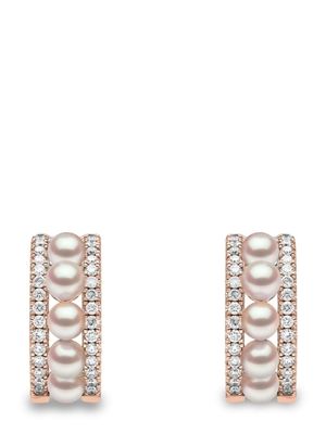 Yoko London boucles d'oreilles en or rose 18ct pavées de diamants