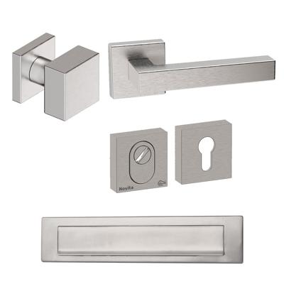Hardbrass Voordeurset Quadro 50 vierkant met anti-kerntrek SKG*** - RVS