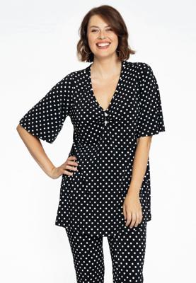 Yoek Tuniek flare met parels | Zwart | Maat 46/48