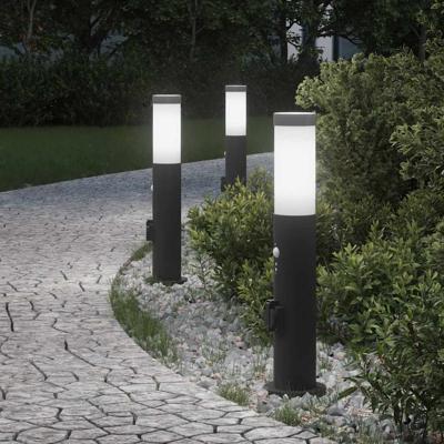 Bolderverlichting met sensor en stopcontact 3 stuks 50 cm roestvrij staal IP44