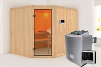 Karibu | Malin Sauna | Bronzeglas Deur | Kachel 9 kW Externe Bediening - thumbnail