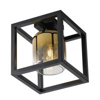 Freelight Plafondlamp Dentro B 26 cm goud glas zwart - thumbnail