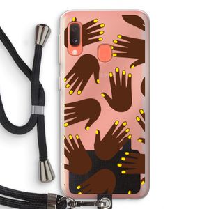Hands dark: Samsung Galaxy A20e Transparant Hoesje met koord