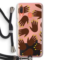 Hands dark: Samsung Galaxy A20e Transparant Hoesje met koord