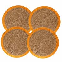 Set van 8x stuks placemats zeegras okergeel 39 cm