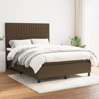 Boxspring met matras stof donkerbruin 140x190 cm