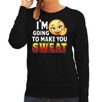 Funny emoticon sweater I am going to make you sweat zwart dames - thumbnail