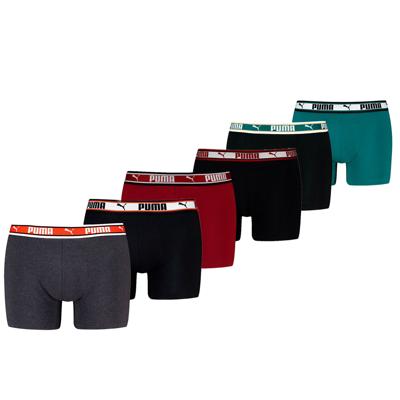Puma Boxershorts Dual Logo 6-pack Burgundy / Seagreen / Black-XL