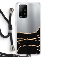 Gouden marmer: Oppo A95 5G Transparant Hoesje met koord