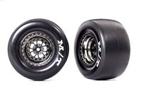 Traxxas - Tires & wheels Weld black chrome wheels Drag Slicks (rear) (TRX-9476X)