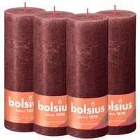 Bolsius - 4 rustieke kaarsen - bordeaux - 19cm