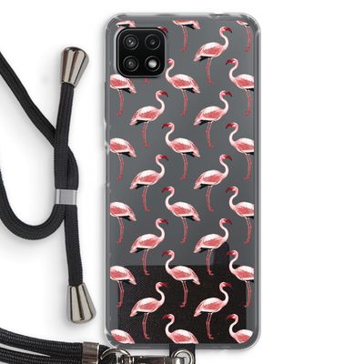 Flamingoprint groen: Samsung Galaxy A22 5G Transparant Hoesje met koord