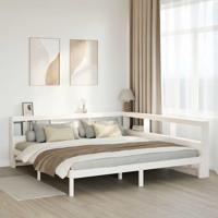 Bed met boekenkast zonder matras grenenhout wit 200x200 cm Bed met boekenkast zonder matras grenenhout wit 200x200 cm