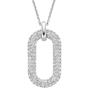 TI SENTO-Milano 3964ZI Ketting Ovale Schakel zilver-zirconia wit 38-48 cm