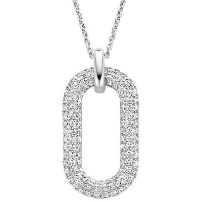 TI SENTO-Milano 3964ZI Ketting Ovale Schakel zilver-zirconia wit 38-48 cm