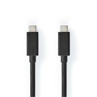 Nedis USB-Kabel | USB 3.2 Gen 2x2 | USB-C Male | USB-C Male | 100 W | 4K@60Hz | 20 Gbps | Vernikkeld | 2.00 m | Rond | PVC | Zwart | Label - - thumbnail