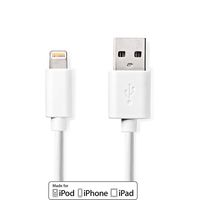 Nedis Lightning Kabel | Apple Lightning 8- Pins naar USB-A Male | 1 m | Wit | 1 stuks - CCGB39300WT10 CCGB39300WT10 - thumbnail