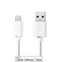 Nedis Lightning Kabel | Apple Lightning 8- Pins naar USB-A Male | 1 m | Wit | 1 stuks - CCGB39300WT10 CCGB39300WT10 Nedis Lightning Kabel | Apple Lightning 8- Pins naar USB-A Male | 1 m | Wit | 1 stuks - CCGB39300WT10 CCGB39300WT10