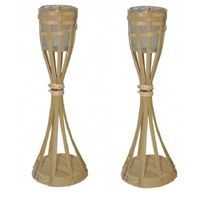 2x stuks Bamboe kaarsenhouders 30 cm