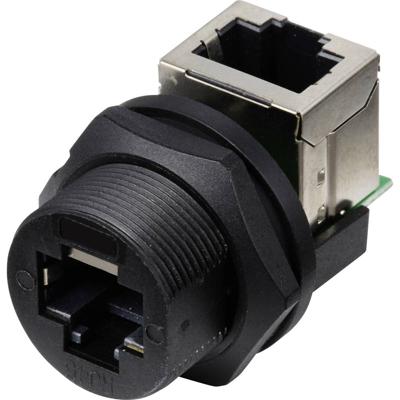 TRU COMPONENTS TC-E13T-FR6-PRF-90 RJ45-bus op bus (90°) aan de achterkant gemonteerde bus IP67 (met schroefdraad) TC-13543660 Aantal polen (sensoren) 8 Zwart 1