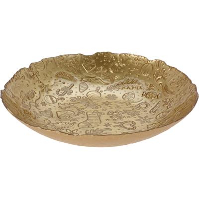 Decoratie schaal/fruitschaal - goud - glas - D40 x H7 cm - rond