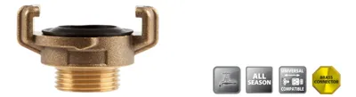 Polet Klauwkoppeling 3/4'-19mm met buitendraad van messing