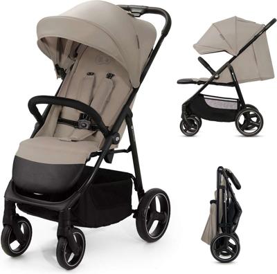 Kinderkraft TRIG 3 - Grote Wandelwagen tot 25 kg* - Verstelbare Rugleuning en Voetensteun - CLICK & FOLD Systeem - 360° Draaiende Wielen - Waterdichte Kap met Ventilatie - Comfortabele Zitting - Lichtgewicht 8,9 kg - Beige