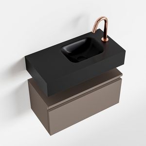 Toiletmeubel Mondiaz Andor | 60 cm | Meubelkleur Smoke | Lex vrijhangend wastafel Urban Rechts | 1 kraangat