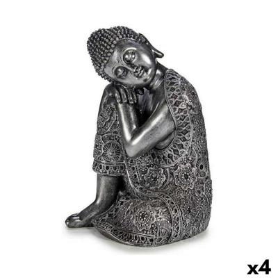 Decoratieve figuren Gift Decor XS19701-B XS19701-B Zilverkleurig Zilver Boeddha Zittend 20 x 30 x 20 cm (4 Stuks)