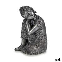 Decoratieve figuren Gift Decor XS19701-B XS19701-B Zilverkleurig Zilver Boeddha Zittend 20 x 30 x 20 cm (4 Stuks)