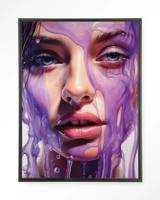 Urban Cotton Wandkleed 'Silver' 80 x 110cm in Floating Frame - black