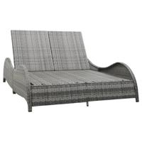Ligbed tweepersoons met kussen poly rattan antraciet