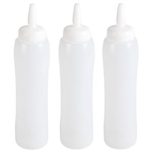 Doseerfles/sausfles - 3x stuks - transparant - 100 cl tot 1 liter - voor sauzen en dressigs