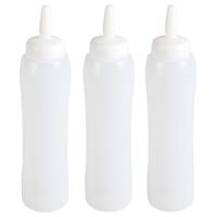 Doseerfles/sausfles - 3x stuks - transparant - 100 cl tot 1 liter - voor sauzen en dressigs