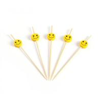 Smiley bamboe op prikker 120mm 150 stuks