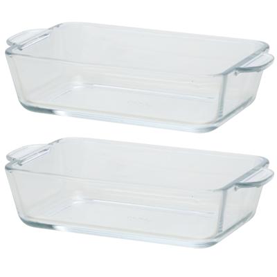 Rechthoekige glazen kleine ovenschaal - 2x - 500 ml - 16 x 11 x 4,5 cm - Ovenschotel schalen