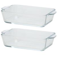 Rechthoekige glazen kleine ovenschaal - 2x - 500 ml - 16 x 11 x 4,5 cm - Ovenschotel schalen