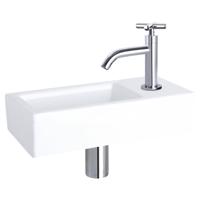 Differnz Ravo fonteinset keramiek - kraan kruis - 38.5 x 18.5 x 9 cm - chroom