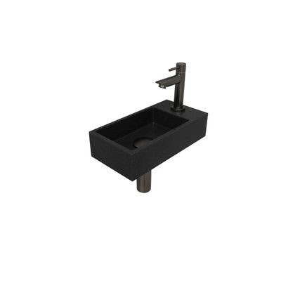 INK Versus Fonteinset - 36x18x9cm - wasbak links - 1 kraangat - Quartz zwart/metal black 1805174