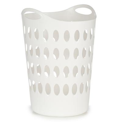 Flexibele wasmand/opbergmand - rond - wit - 50 liter - wasgoed sorteren