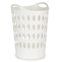 Flexibele wasmand/opbergmand - rond - wit - 50 liter - wasgoed sorteren