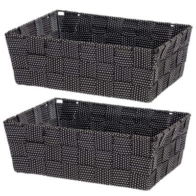 Kast/badkamer opbergmandjes - Set van 4x stuks - zwart - 24 x 20 x 8 cm - opbergmanden