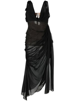 Blumarine robe en soie à design drapé - Noir