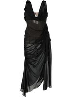 Blumarine robe en soie à design drapé - Noir