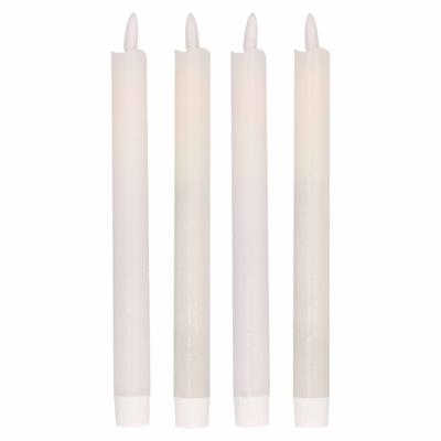 Magic Flame Dinerkaarsen - LED - 4x stuks - wit - 25 cm - met glitters
