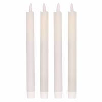 Magic Flame Dinerkaarsen - LED - 4x stuks - wit - 25 cm - met glitters