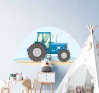 Stickers voertuig Blauwe tractor illustratie - thumbnail