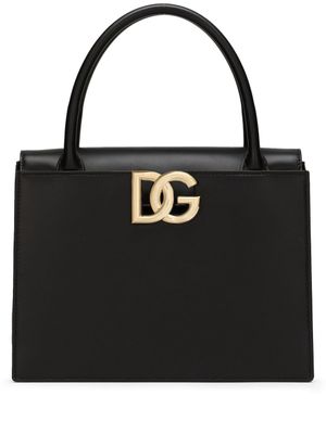 Dolce & Gabbana sac à main en cuir à plaque logo - Noir
